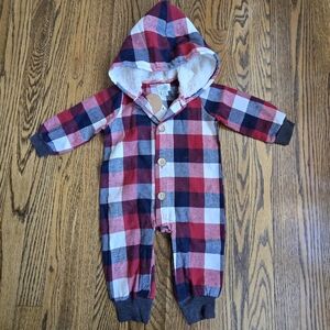 Mud Pie Plaid Hooded Baby Onesie Size 6-9 Months